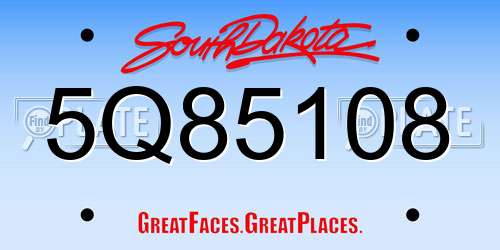 5Q85108 South Dakota License Plate
