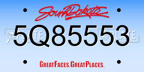 5Q85553 South Dakota License Plate