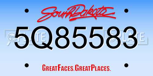 5Q85583 South Dakota License Plate