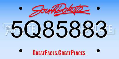 5Q85883 South Dakota License Plate