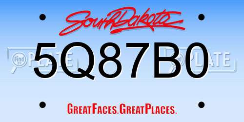 5Q87B0 South Dakota License Plate