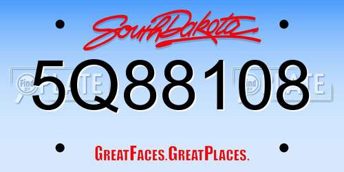 5Q88108 South Dakota License Plate