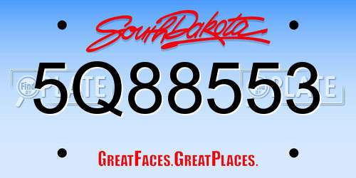 5Q88553 South Dakota License Plate