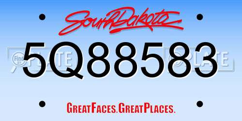 5Q88583 South Dakota License Plate