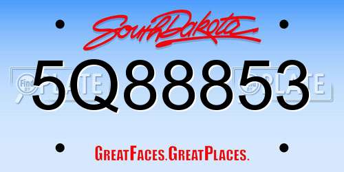5Q88853 South Dakota License Plate