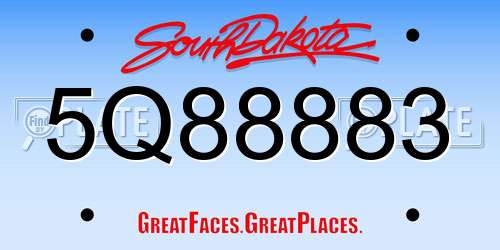 5Q88883 South Dakota License Plate