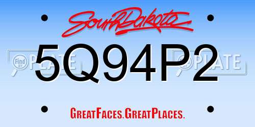 5Q94P2 South Dakota License Plate