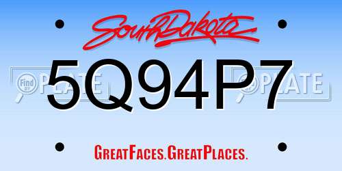 5Q94P7 South Dakota License Plate