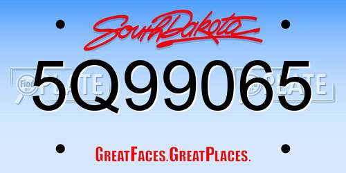 5Q99065 South Dakota License Plate