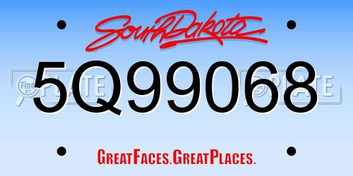 5Q99068 South Dakota License Plate