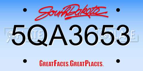 5QA3653 South Dakota License Plate