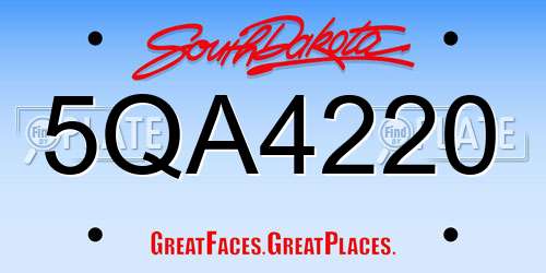 5QA4220 South Dakota License Plate