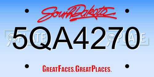 5QA4270 South Dakota License Plate