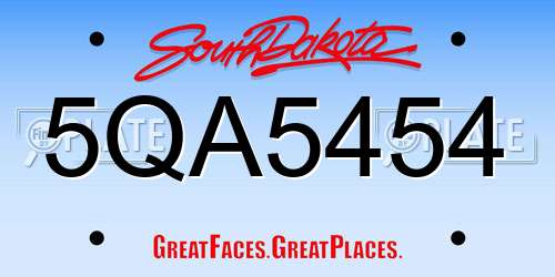 5QA5454 South Dakota License Plate