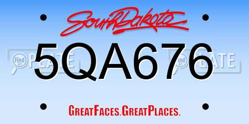 5QA676 South Dakota License Plate