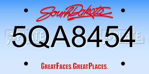 5QA8454 South Dakota License Plate