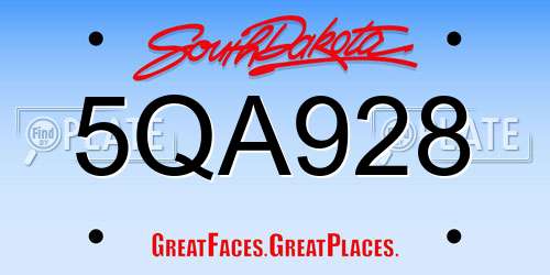 5QA928 South Dakota License Plate
