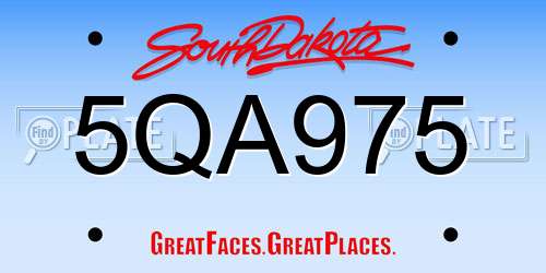 5QA975 South Dakota License Plate
