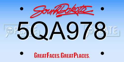 5QA978 South Dakota License Plate