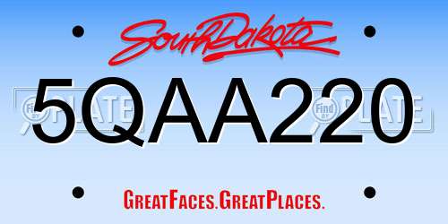 5QAA220 South Dakota License Plate