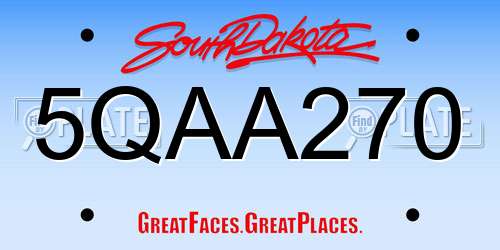 5QAA270 South Dakota License Plate