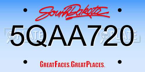 5QAA720 South Dakota License Plate