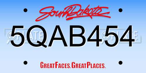 5QAB454 South Dakota License Plate