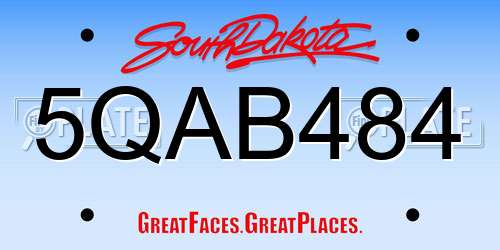 5QAB484 South Dakota License Plate