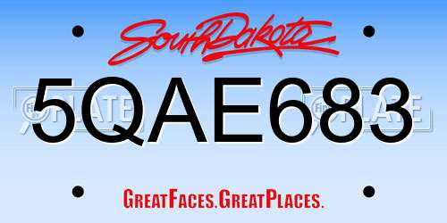 5QAE683 South Dakota License Plate
