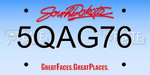 5QAG76 South Dakota License Plate