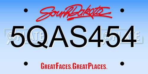 5QAS454 South Dakota License Plate