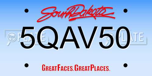5QAV50 South Dakota License Plate