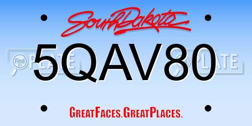 5QAV80 South Dakota License Plate