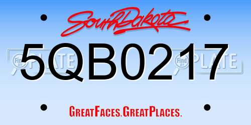 5QB0217 South Dakota License Plate
