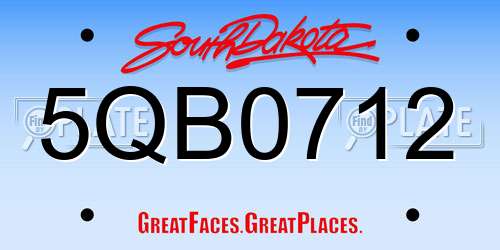 5QB0712 South Dakota License Plate