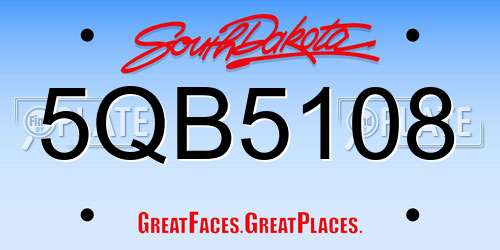 5QB5108 South Dakota License Plate