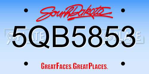 5QB5853 South Dakota License Plate