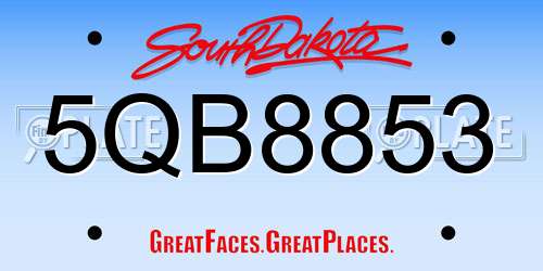 5QB8853 South Dakota License Plate