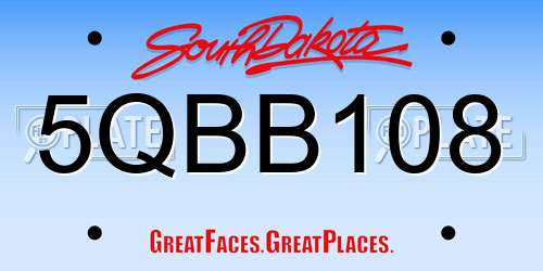 5QBB108 South Dakota License Plate