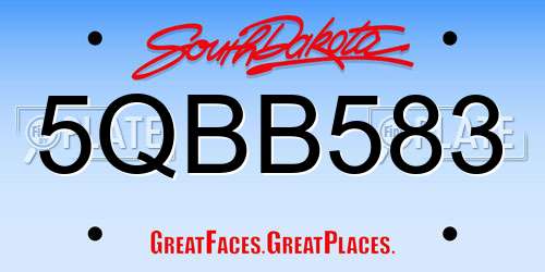 5QBB583 South Dakota License Plate