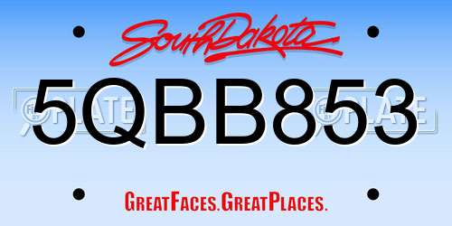 5QBB853 South Dakota License Plate