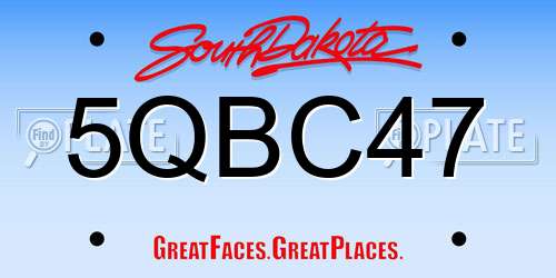 5QBC47 South Dakota License Plate