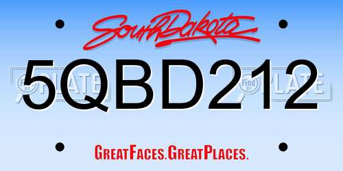 5QBD212 South Dakota License Plate