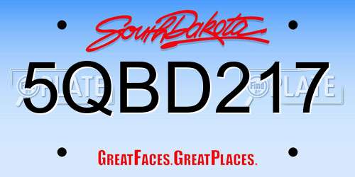 5QBD217 South Dakota License Plate