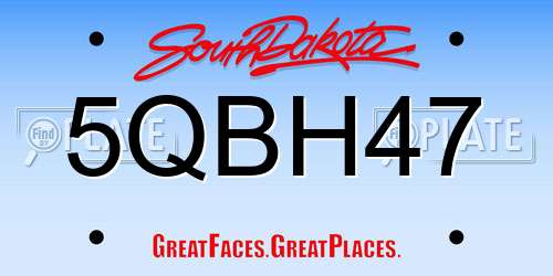5QBH47 South Dakota License Plate