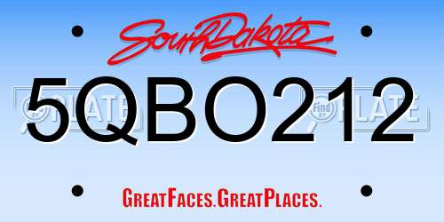 5QBO212 South Dakota License Plate