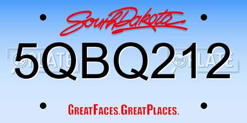 5QBQ212 South Dakota License Plate