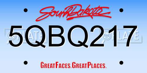 5QBQ217 South Dakota License Plate