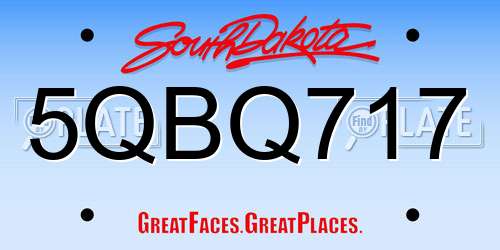 5QBQ717 South Dakota License Plate