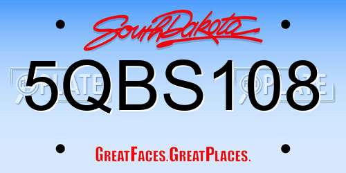 5QBS108 South Dakota License Plate